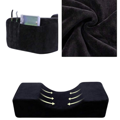 Zwart lash pillow met opbergvakjes en zachte velours stof